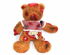 Ours en peluche <span class=keywords><strong>Zombie</strong></span> effrayant et sanglant blanc de Halloween de Party City, en coton, très vendu - Product Image 5