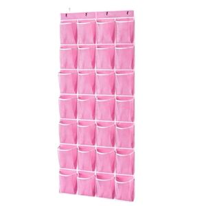 Organizador de Zapatos Colgante Plegable de 28 Bolsillos con Bolsillos Grandes de Malla de PVC, Soporte para Zapatos sobre la Puerta de Tela No Tejida - Product Image 1