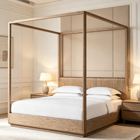 Lit à baldaquin personnalisable en bois massif naturel, style de luxe, écologique, pour opérateurs de villas et de manoirs