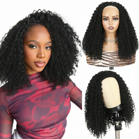 Perruque Afro Bouclée Frisée Demi-Cheveux, Queue de Cheval à Cordon de Serrage, Sans Colle, Résistante à la Chaleur, Fibre Haute Température à Densité Élevée