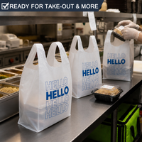 Sacs en plastique personnalisés Hello, sacs en plastique biodégradables pour t-shirts, emballages imprimés avec logo, sacs en plastique pour entreprises, sacs de shopping
