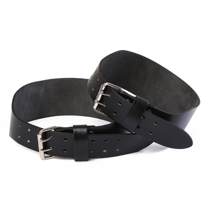 Cinturón de Levantamiento de Pesas Unisex de Cuero Negro de 5 mm, Transpirable, Personalizado, para Entrenamientos de Gimnasio, Levantamiento de Pesas y Entrenamiento - Product Image 1