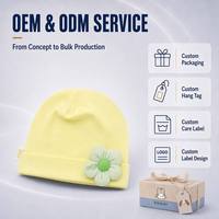 Gorrito para Bebé Recién Nacido con Hermosa Flor, Gorros de Algodón Suave para Bebés, Venta al por Mayor Directa de Fábrica, Listo para Enviar, Gorra de Calidad