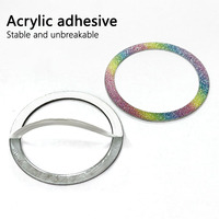 Anneau magnétique scintillant coloré et autocollant arrière pour coque de téléphone en feuille d'acier arc-en-ciel - Accessoire mobile