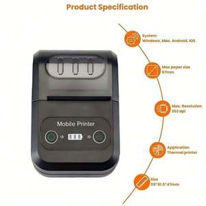 Vente flash - Imprimante thermique portable 58 mm - Mini imprimante mobile BT avec batterie - Product Image 5