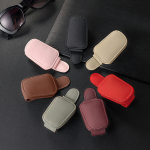 Multi-Functional Car Visor Storage <b>Clip</b> Sunglasses Holder Made of PU Leather Interior Auto Accessory Kit - Product Image 5