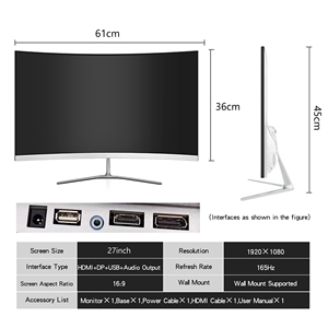 จอมอนิเตอร์สำหรับเล่นเกม<span class=keywords><strong>27</strong></span>นิ้วแบบแบนหรือโค้งอุปกรณ์เสริม1K หน้าจอขอบบางพิเศษ165hz สำหรับเดสก์ท็อปพีซีบ้านออฟฟิศ - Product Image 2