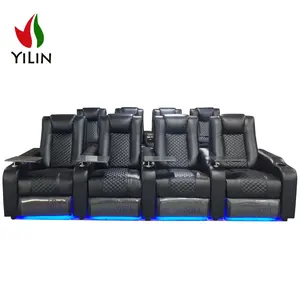 R933 Home Theater VIP Cinema Sofa Theater Furniture Reclining Seats Black Leather Private Theater Chair