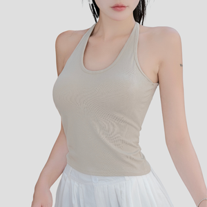 Personnalisé été Yoga soutien-gorge gilet pour les femmes nu sentir Stretch débardeur respirant vêtements de sport entraînement de gymnastique course chemise d'entraînement - Product Image 4