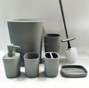 Alto <span class=keywords><strong>Beige</strong></span> grigio bianco nero minimalismo 6 pezzi in plastica Hotel <span class=keywords><strong>bagno</strong></span> <span class=keywords><strong>Set</strong></span> di <span class=keywords><strong>accessori</strong></span> per il <span class=keywords><strong>bagno</strong></span> di lusso - Product Image 4