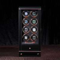 Boîte à montres automatique MINEESI pour 8 montres, finition bois craquelé noir brillant, intérieur en simili daim, protection résistante à l'eau