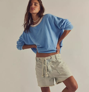 Maglione Popolare in Lana Merino e Poliestere, Modello ODM, Blu, Morbido, con Spalle Scivolate, per Ragazze e Giovani Donne - Product Image 2