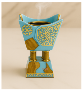 Brûleur à Bakhoor en bois d'acacia premium et résine époxy 2026 |   Diffuseur d'encens d'aromathérapie artisanal |   Mubkhar de luxe en résine incrustée - Product Image 3