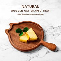 Petit plateau en bois en forme de chat pour la nourriture plateau à fromage idéal gâteau assiette de service plateau à biscuits pour décor de fête avec poignée