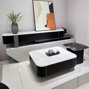 Set Moderno di Tavolino da Caffè e Mobile TV in Legno, Combinazione Ecologica per Soggiorno con Tavolino Laterale e Spazio di Archiviazione - Product Image 1