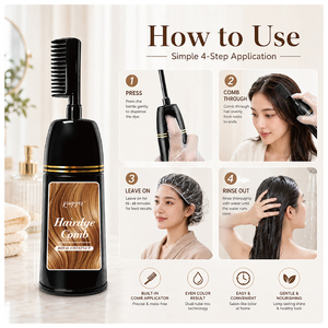 แชมพูย้อมผมสีน้ำตาลประกายทองมะกอก เจดเบอร์กันดี <span class=keywords><strong>แบบ</strong></span>ถาวร พร้อมหวีสำหรับทา 3 in 1 ปิดผมขาว ขายส่ง รับผลิตตามสั่ง - Product Image 4