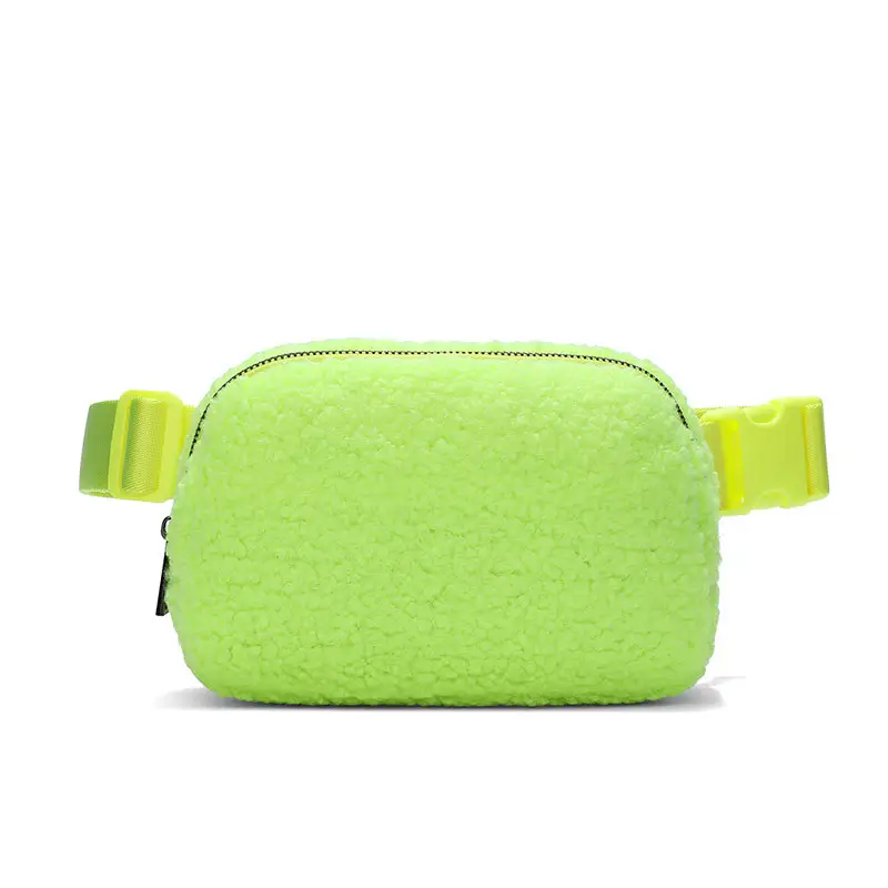 Custom Logo Brand Women Waterproof Fanny Pack Phone Pouch Comfortable Soft Plush Black Mini Belt Bag