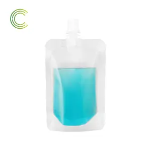 Free Sample Food Grade Plastic Beverage Packaging 250ML 500ML Transparent Stand Up Clear Drink pouches Spout Pouch Bag