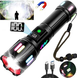 Linterna Táctica LED Recargable USB de 30W, 1000m de Alcance, Impermeable, 600 Lúmenes, con Cuerpo de Aleación de Aluminio, Portátil y con Zoom - Product Image 1