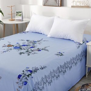 Flat <b>Sheet</b> Printed Peony Floral Design Polyester Cotton Breathable Home Use <b>Single</b> Size - Product Image 3