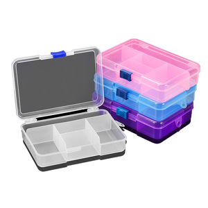 Transparent Plastic Jewelry Box 5 Grids 14.4x10x3.4cm Hard <b>Shell</b> Storage Organizer For Accessories Solid Color - Product Image 5