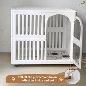 Iron <strong>Stainless</strong> <strong>Steel</strong> <strong>Dog</strong> Crate Wheels Foldable Durable Water Resistant Medium <strong>Dog</strong> Play Pen Solid White <strong>Kennel</strong> Box 25 lb Capacity - Product Image 2
