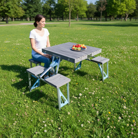 Ensemble de table et chaises pliantes d'extérieur en alliage d'aluminium moderne et portable - Imperméable, léger, durable, pour le parc, le camping, le barbecue, le pique-nique