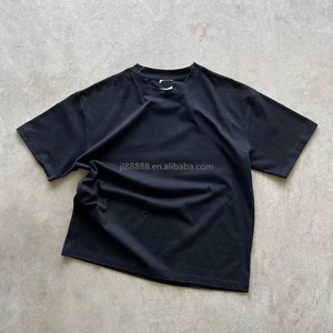 OEM Chemises pour hommes à manches courtes avec col, T-shirt vintage oversize noir vierge en coton pour homme, chemises d'été - Product Image 1