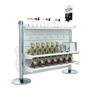 Retail Queue Line <b>Display</b> Rack Metal Slatwall Merchandising Shelf with Hooks and <b>Baskets</b> for Checkout Counter - Product Image 4