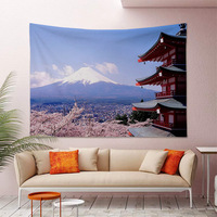 Tapisserie murale en polyester imprimée paysage japonais personnalisée pour mariage, chambre à coucher, fête