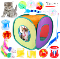 Ensemble de jouets interactifs pour chat : tunnel, balles à clochettes, baguettes à plumes, tubes de jeu pliables, accessoires amusants pour l'entraînement des chatons