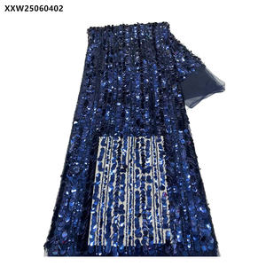 قماش دانتيل فرنسي مطرز بالخرز الفاخر لحفلات الزفاف من الدانتيل والدانتيل الفاخر لفساتين السهرة - Product Image 4