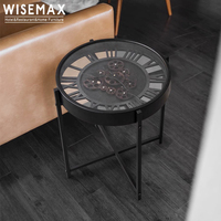 Table d'appoint WISEMAX Furniture Creative Gear Clock, plateau de table d'appoint utilisable comme horloge, pieds en métal, France