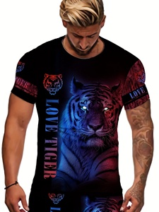 Maglietta <span class=keywords><strong>da</strong></span> uomo con stampa <span class=keywords><strong>leone</strong></span>, maglietta girocollo Casual a manica corta, <span class=keywords><strong>abbigliamento</strong></span> <span class=keywords><strong>da</strong></span> uomo per l'estate all'aperto - Product Image 6