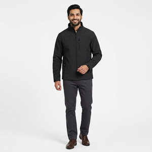 Veste Softshell Vintage pour Homme pour l'Hiver Tissu Denim Lavé Stand Vêtements de Randonnée en Plein Air pour Temps Froid - Product Image 1
