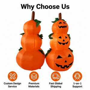 3 citrouilles gonflables d'Halloween empilées de style classique, décoration gonflable <span class=keywords><strong>Jack</strong></span> O'Lantern résistante aux intempéries pour jardin et fêtes en extérieur - Product Image 4