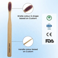 Brosses à dents en bambou avec poils violets