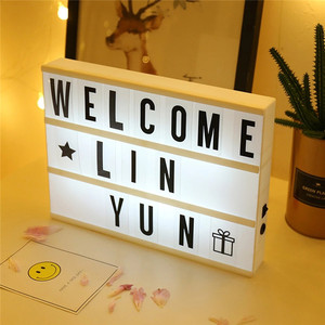 DIY שולחן מנורת אור תיבת חם הודעה לוח Led כרטיסי אותיות סמל לילה אור בית אוהבי שינה קישוט מתנה - Product Image 2