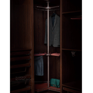 Welltop VT-10.114 Modern <strong>Design</strong> Metal Wardrobe Accessories Rotating Dirty Clothes Basket <strong>Closet</strong> Revolve Shelf Organizer - Product Image 4