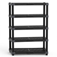 Étagère de rangement en plastique robuste à 5 niveaux avec une capacité de 450 kg et un assemblage sans outils pour garage, sous-sol, garde-manger