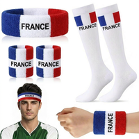 Ensemble d'articles de sport patriotiques avec logo personnalisé et drapeau national : Bandeau, bracelets, chaussettes et bandeau anti-transpiration pour le soutien des supporters et les cadeaux d'événements sportifs