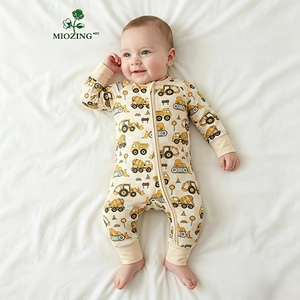 Vêtements <span class=keywords><strong>pour</strong></span> bébé garçon vintage à imprimé pelle Miozing, vêtements en bambou <span class=keywords><strong>pour</strong></span> bébé sans produits chimiques <span class=keywords><strong>pour</strong></span> les petits amateurs de construction, logo personnalisé - Product Image 1