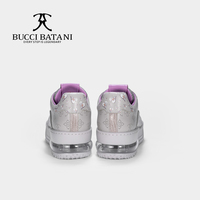 Chaussures pour hommes BUCCI BATANI Gris Éléphant en Cuir et Tissu Scabal, à Lacets, Bout Rond, Respirantes, Logo Gaufré EVA SC075-E036