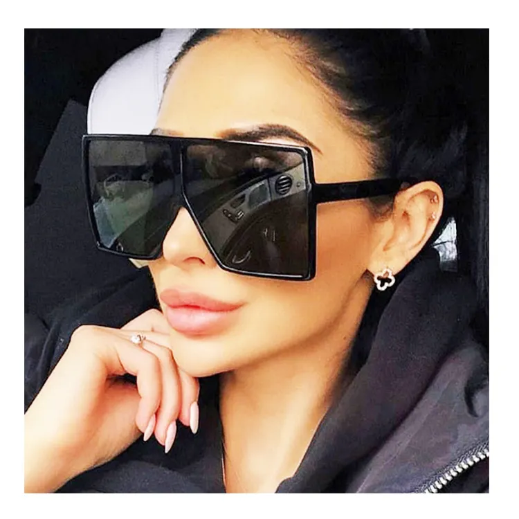 Fashion Customized Oversize Trendy 2021 Street Style Sunglasses Women Retro Black Sunglasses UV400