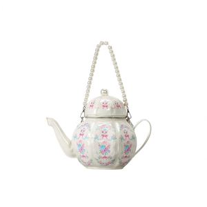 Trendy Luxury Printed Teapot <b>Handbag</b>, Retro Lolita Pearl Chain Shoulder Bag, Creative <b>Novelty</b> Crossbody Bag for Sweet Girls - Product Image 3