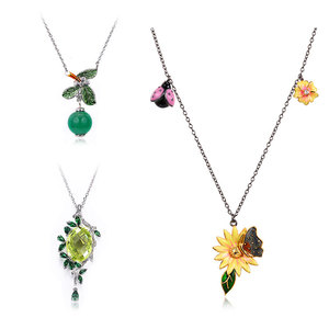 Biru <span class=keywords><strong>Topaz</strong></span> 14 K Emas Disepuh Pohon Merek Desain 925 Sterling Silver Liontin - Product Image 5