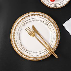 Assiette en céramique <span class=keywords><strong>anglaise</strong></span> JADE Light Luxury avec bordure en aluminium, <span class=keywords><strong>vaisselle</strong></span> jetable classique pour banquets, fêtes et hôtels - Product Image 4