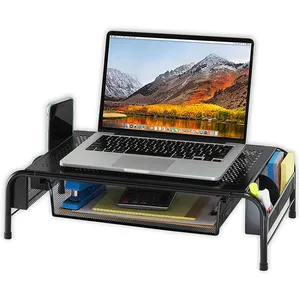 Notebook computer monitor heightening rack office document stationery storage and sorting rack with mesh drawer storage