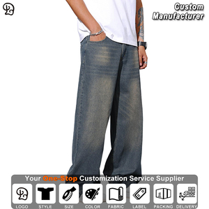 مخصص للرجال فضفاضة الساق واسعة الجينز السراويل أزياء الهيب هوب فضفاض خمر الجينز ملابس الشارع للرجال - Product Image 6