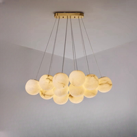 Lustre en cuivre et albâtre de luxe américain, modèle de lampe suspendue décorative pour villa, salon, salle à manger, éclairage suspendu pour la maison